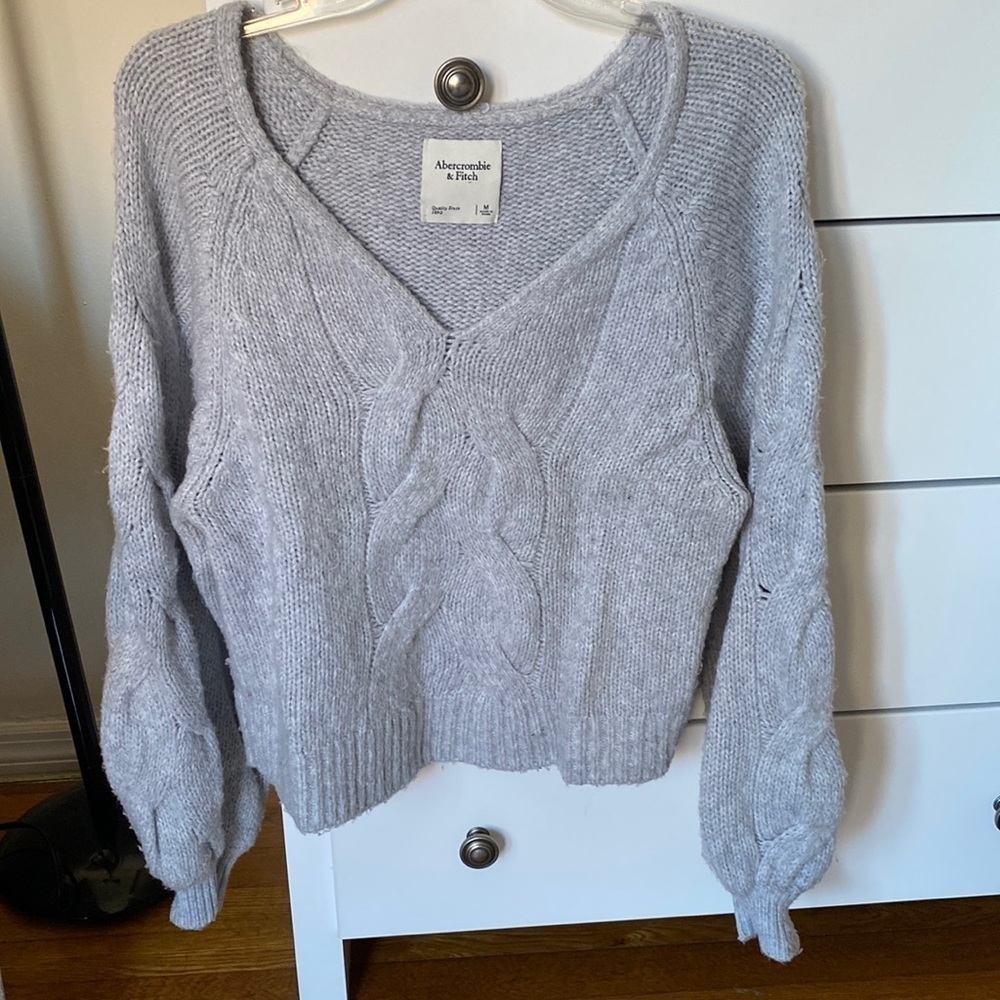 Abercrombie V neck sweater, grey, size M